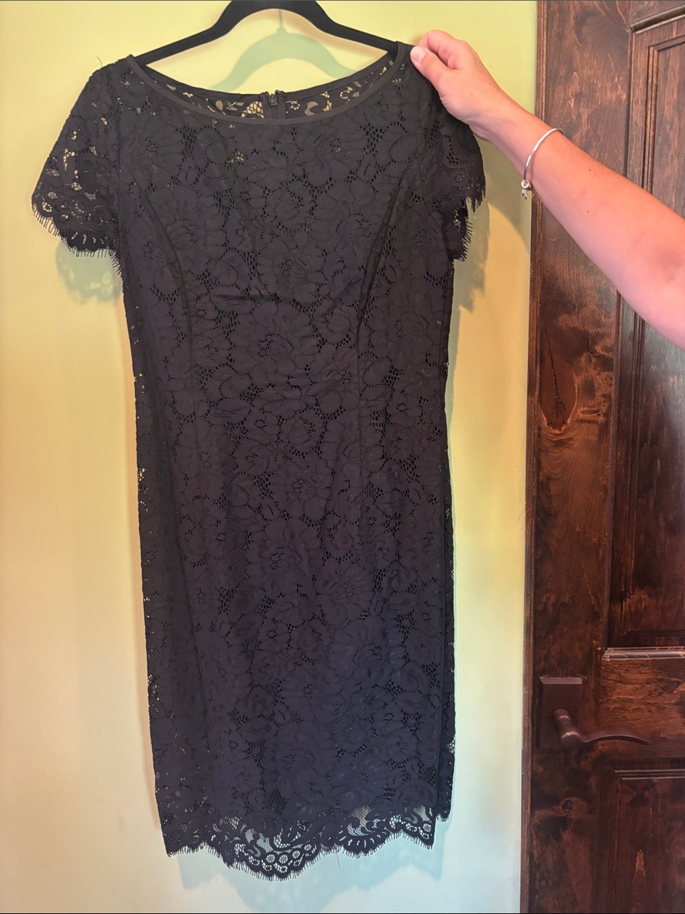 Ann Taylor Black Floral Lace Midi Dress